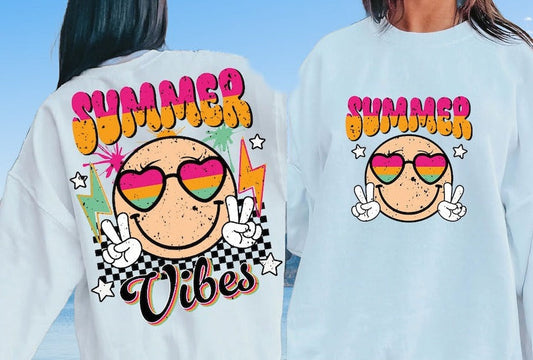 Summer Vibes T-Shirt or Sweatshirt - Vintage Style in 4 Sizes Jumbo Offer Available .