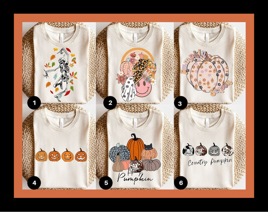 T-Shirt Or Sweatshirt Fall Theme Halloween Group Of 6 #2 .