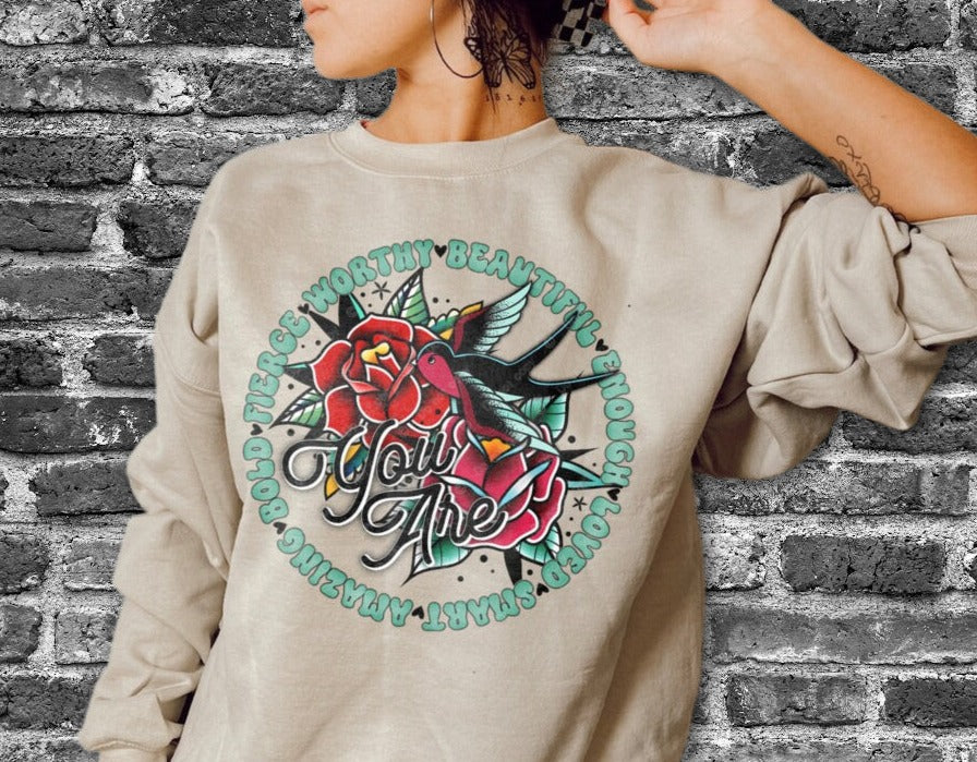 Mentle Heath Worthy Tattoo Style T-Shirt Sweatshirt - Unique and Edgy Design .