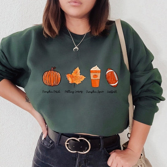 T-Shirt Or Sweatshirt Pumpkin Patch Fall Leaves Pumpkin Spice  Foot Ball Hoodie .