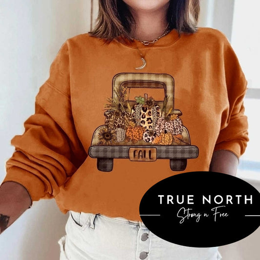 T-Shirt Or Sweatshirt Fall  Design Truck Pickup Halloween .