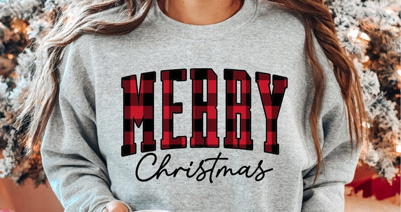 Sweatshirt or T-Shirt  Merry Christmas Tartan Patterns .