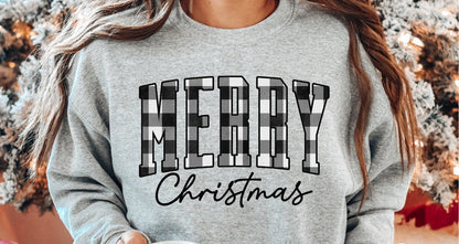 Sweatshirt or T-Shirt  Merry Christmas Tartan Patterns .