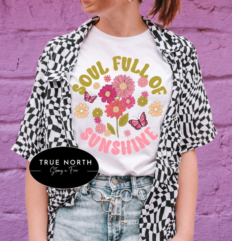 T-Shirt Or Sweatshirt Hoodie  Soul Full Of Sunshine  Vintage Summer .