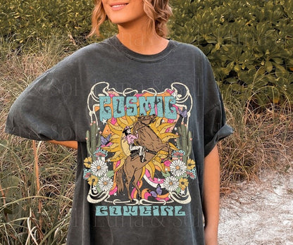 T-Shirt Or Sweatshirt  Cosmic Vintage Style  Cowboy Jumbo Print .