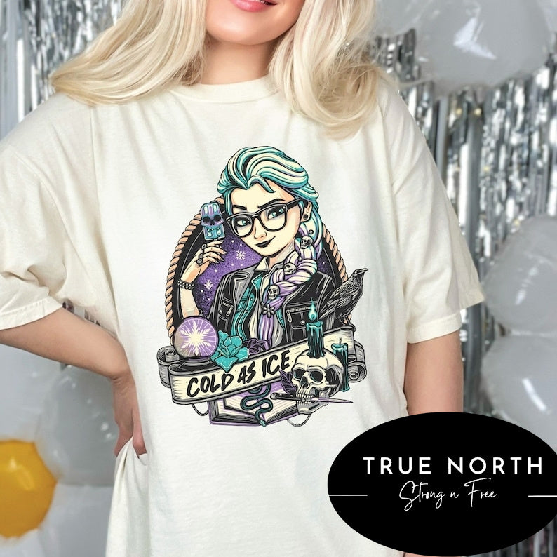 T-Shirt Or Sweatshirt Halloween Cold As Ice Frozen Parody Elsa .