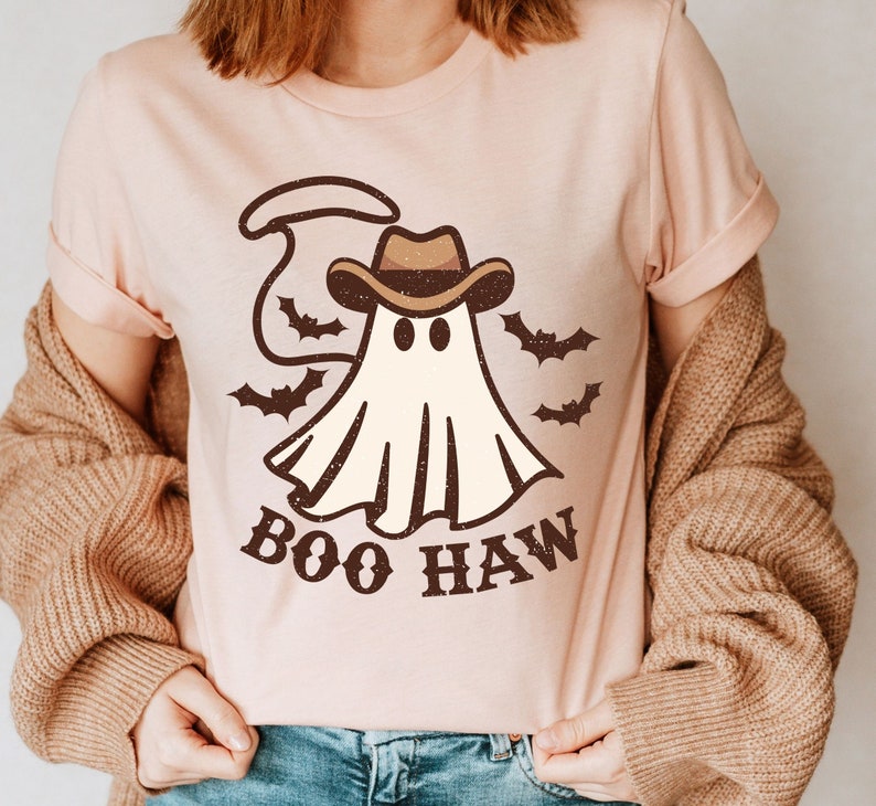 Sweatshirt T-Shirt Fall Theme Boo Haw  Halloween .