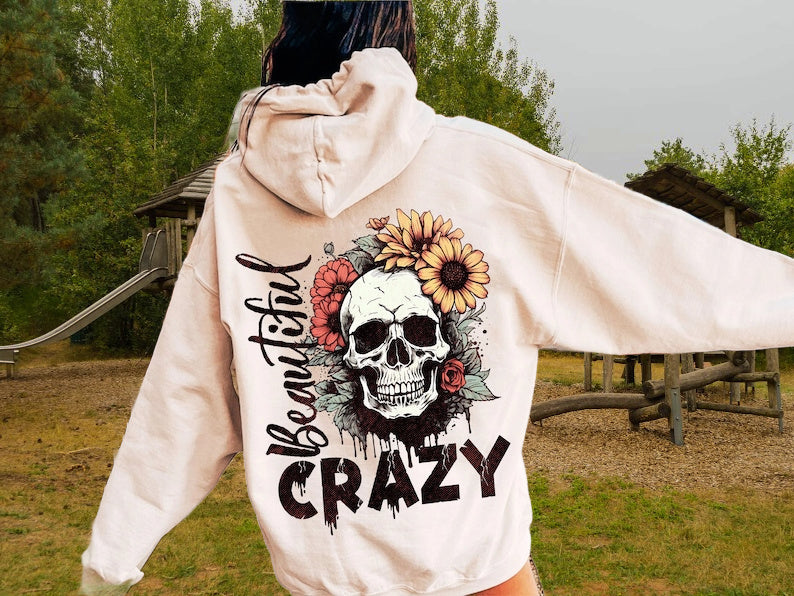 Jumbo Beautiful Crazy Skull Face T-Shirt or Sweatshirt Offer - Perfect for Skull Lovers .