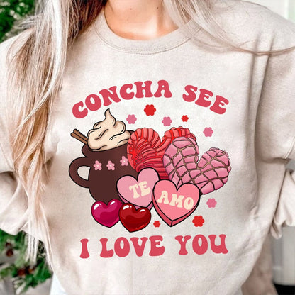 Valentines Concha I Love You Sweatshirt or T-Shirt - Perfect Gift for Your Sweetheart