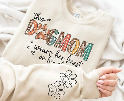 Valentines Dog Mom Sweater or T-Shirt with Heart SleeveValentines Dog Mom SweaterT-Shirt with Heart Sleeve .