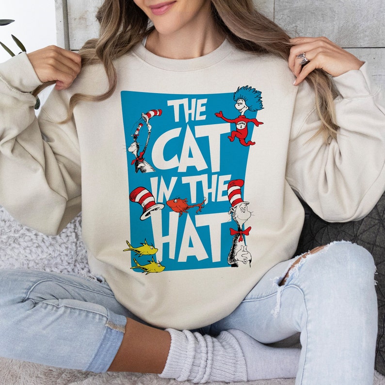 Cat in Hat Valentines Shirt - Sweatshirt or T-Shirt
