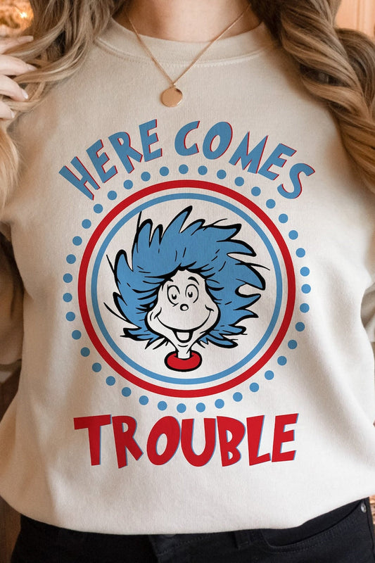 Valentines Trouble Sweatshirt or T-Shirt for the One Who Causes Chaos in Your Heart .