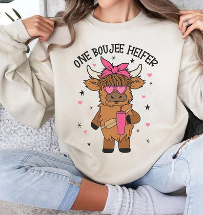 Highland Cow Valentine Sweatshirt or T-Shirt .