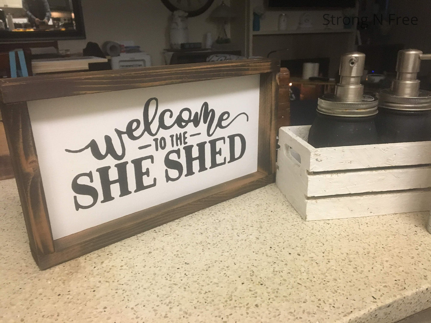 6" x 12" She Shed, Farmhouse Wooden Sign, Newlywed Gift, Valentine Gift, Wedding Wooden Art, Wood Sign for Wall, Decorative Sign