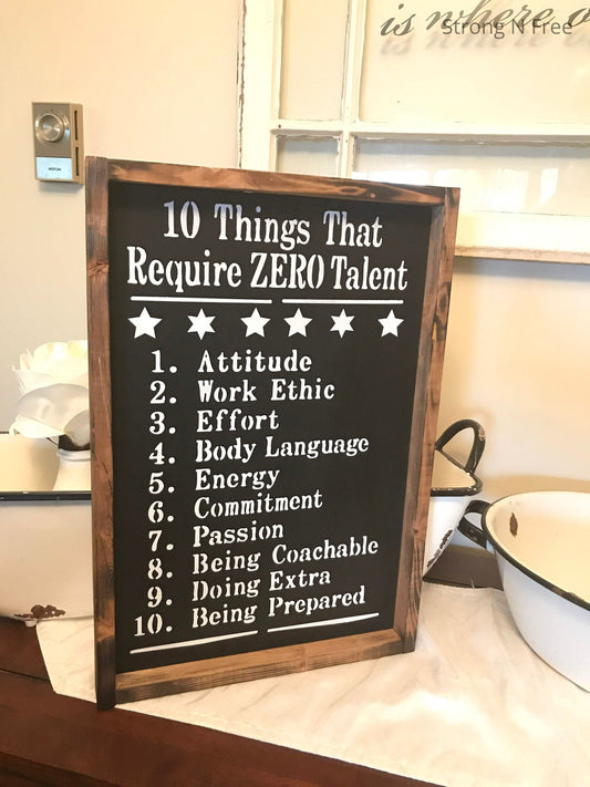 12" x 18, Ten Things that take zero Talent |  wooden sign  |  wedding gift |  rustic wooden sign |  farmhouse decor