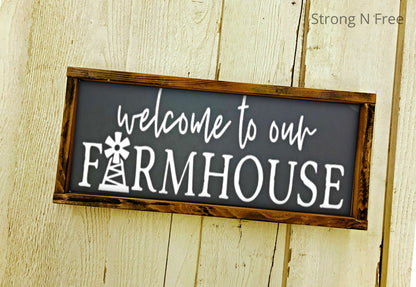 Welcome to our Farmhouse Family Name Established Date Farmhouse Framed Wood