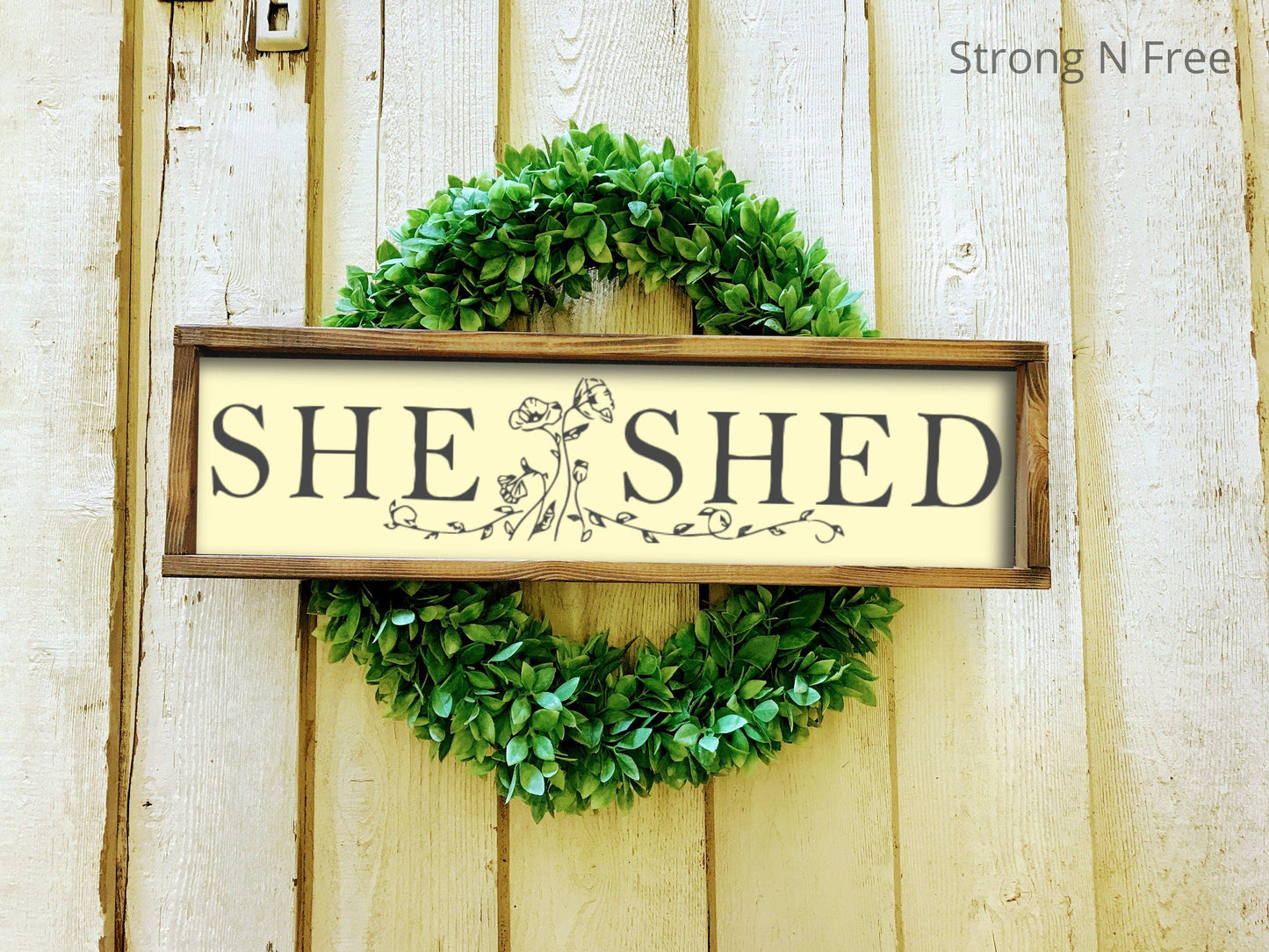 She Shed | She Shed Sign | Farmhouse Wooden Sign | Newlywed Gift | Wedding Wooden Art | Wood Sign for Wall | Decorative Sign