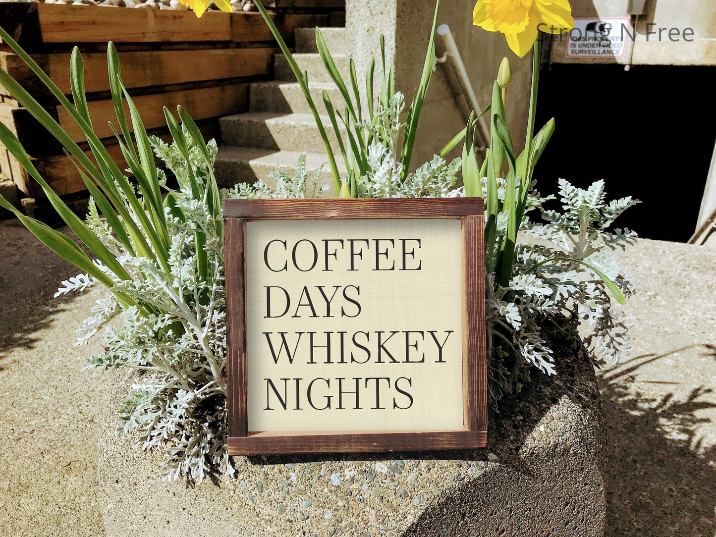 Coffee days whiskey nights sign, coffee sign, coffee decor, wood coffee sign, farmhouse style sign, modern minimalist decor, 2 sizes