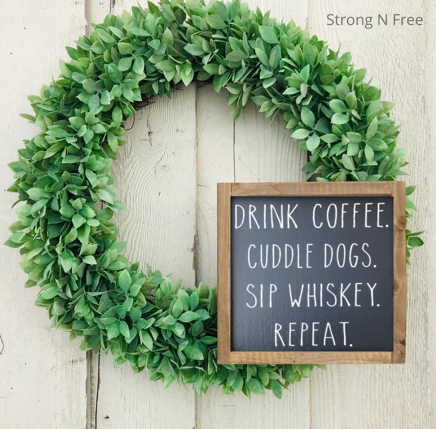 Drink Coffee Cuddle Dogs Sip Whiskey Repeat Sign | Dog Lover Gift | Whiskey Lover Gift | Coffee Lover | Repeat Signs | Funny Quotes | Dogs