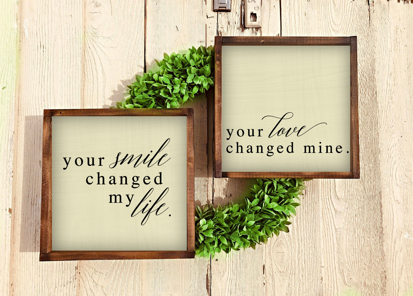 Your smile changed my life - Rustic Wood Framed Mini Sign - Funny Sign Rustic Sign