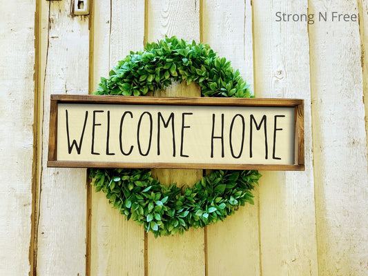 Welcome to Our Home Farmhouse Sign, Wooden Home Sign, Housewarming Present, Rustic Chic Decor, rae dunn style sign