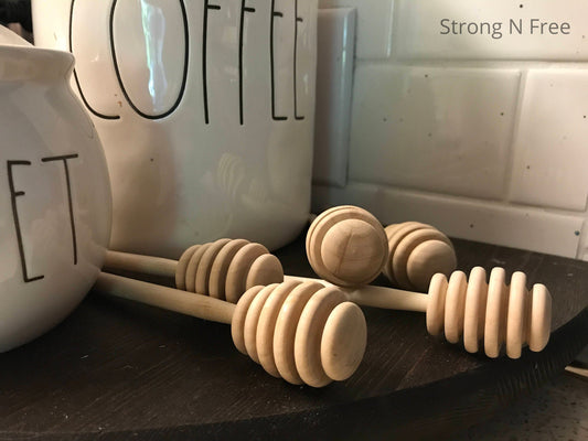 BULK 6" LARGE Unfinished Wooden Honey Dippers 6"