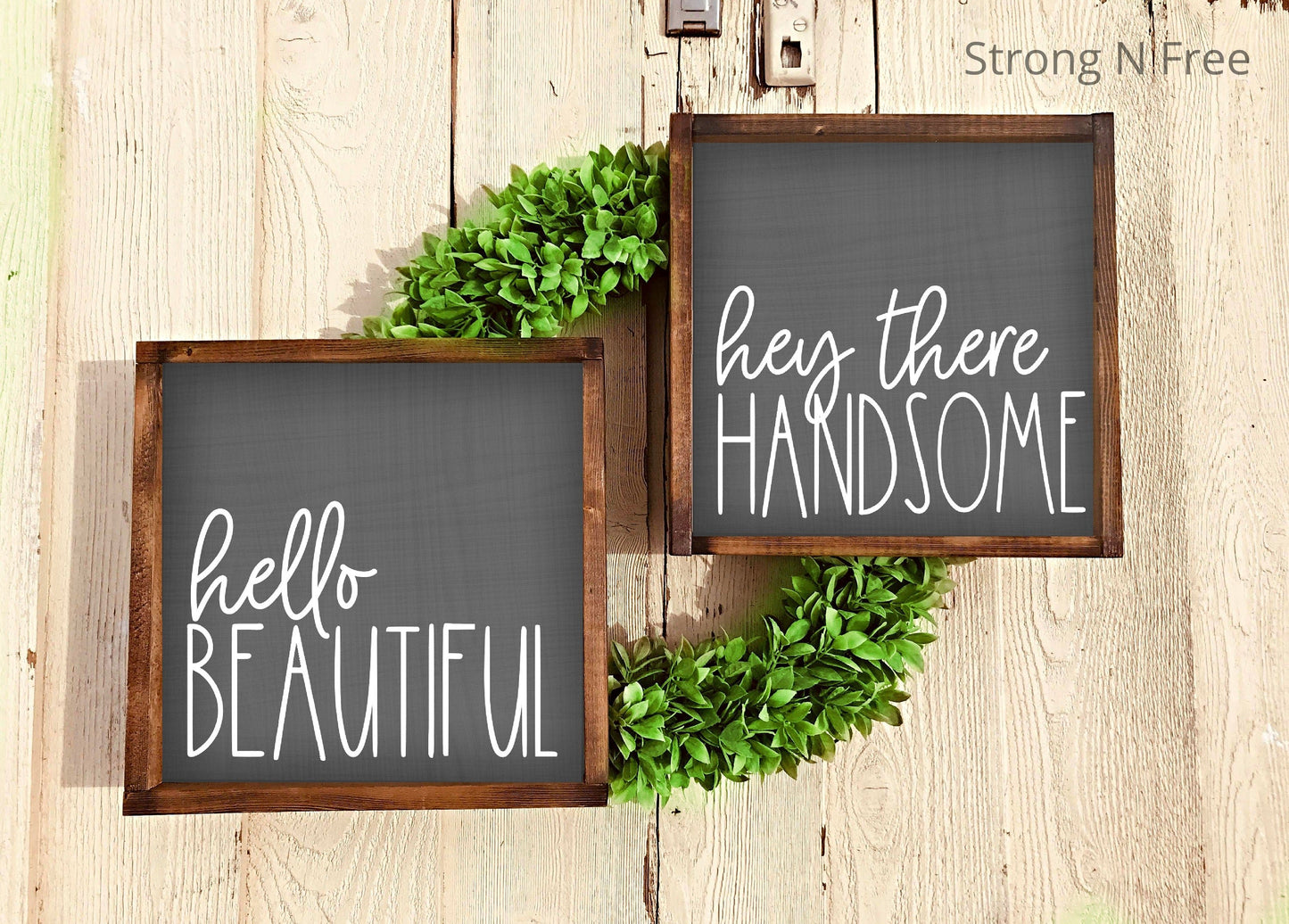 Good Morning Beautiful Hello There Handsome Sign Set - Wood Signs - Wood Signs For Home Decor - Farmhouse Signs - Farmhouse Decor