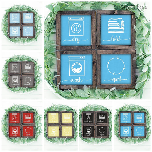 Farmhouse Decor | Farmhouse Wall Decor | Farmhouse Signs | Shelf Decor | Laundry Room Signs | Wash Dry Fold Repeat | Boho Farmhouse