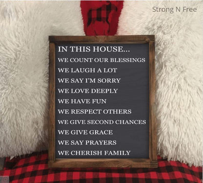In This House We Count our Blessings | Home Sign | Rustic Decor | Farmhouse Sign
