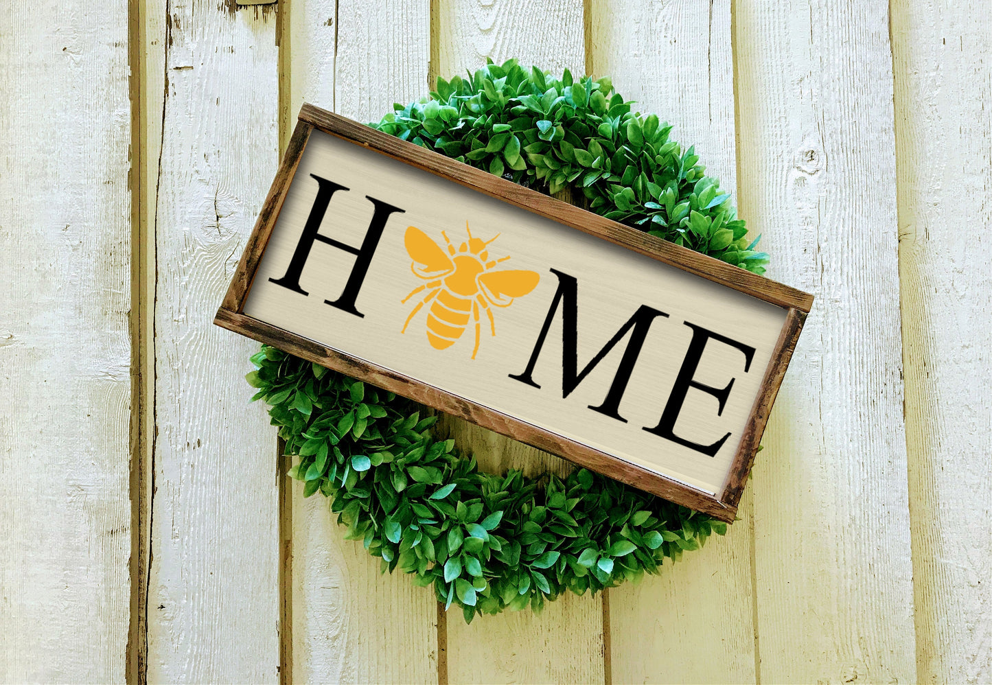 Bee Home spring sign decor, bee happy, wooden signs, bee decor, bee decorations, farmhouse signs, summer signs, happy decor, black and white