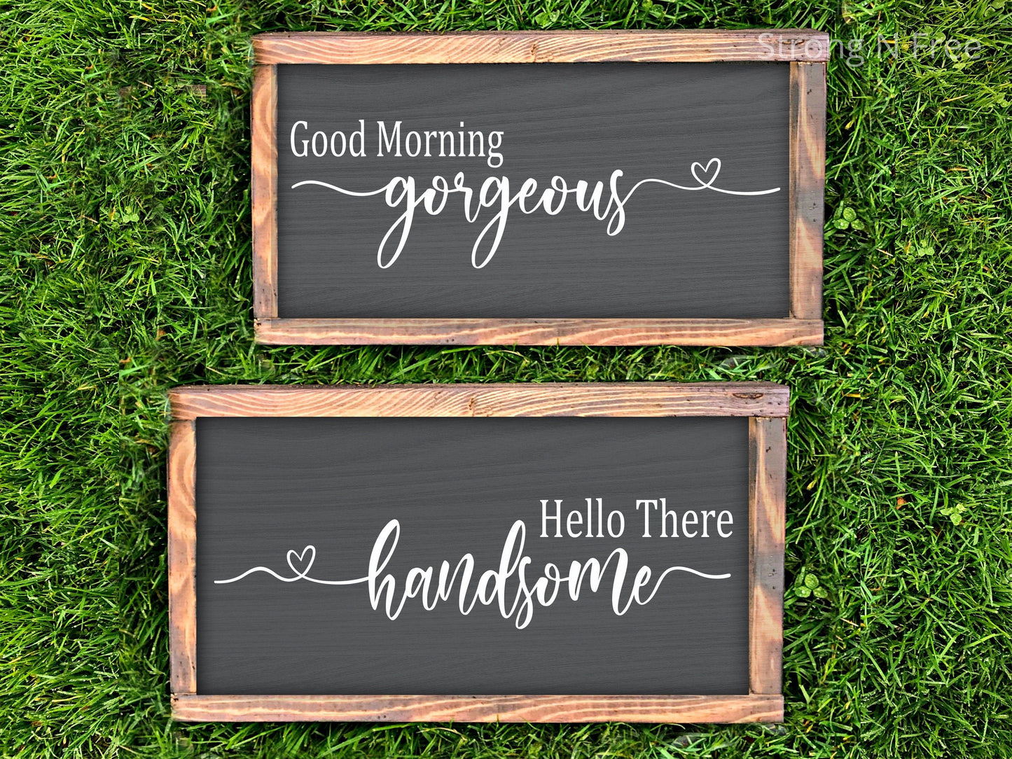 Hello Handsome Good Morning Gorgeous sign set - Good Morning Gorgeous Hello Handsome - Kitchen Signs - Wood Signs - Laundry Sign - Wood Sign