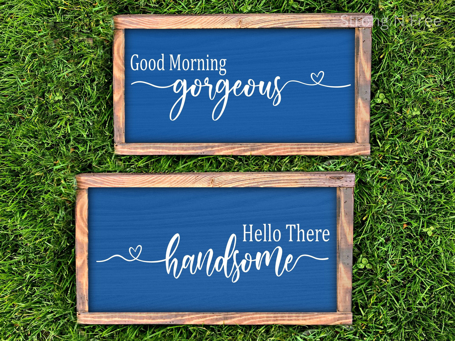 Hello Handsome Good Morning Gorgeous sign set - Good Morning Gorgeous Hello Handsome - Kitchen Signs - Wood Signs - Laundry Sign - Wood Sign
