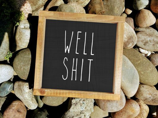 Well shit wooden sign / bathroom sign / funny sign / guest bathroom / farmhouse style / mini sign /