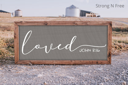 John 3:16, For God so loved the World, Christian Sign, Farmhouse Décor Sign, Farmhouse Sign, Framed Sign, Wood Sign, Rustic Sign