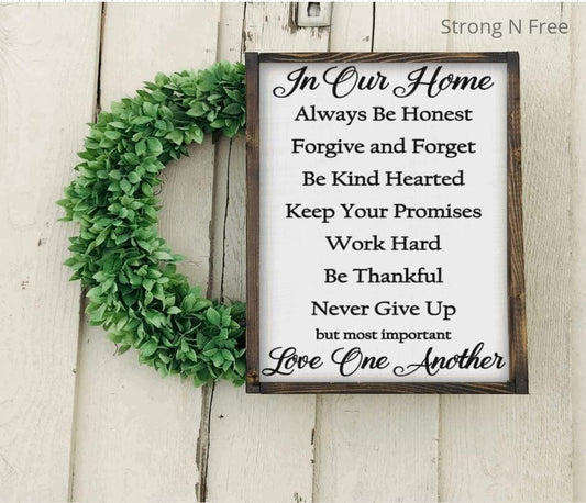 In Our Home Sign | Home Decor | Love Another | Rustic Farmhouse Decor