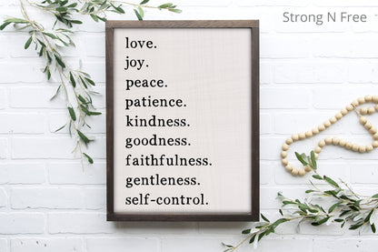 Fruit of the Spirit wall art | Bible verse wall art wood | Christian signs for home | Galatians 5 22 23 | Love joy peace patience kindness