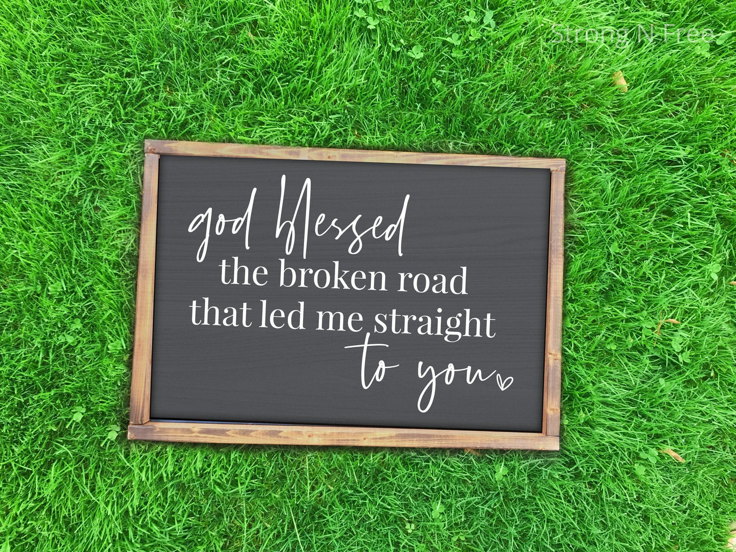 God Blessed the Broken Road Framed Wood Sign, Custom Song Lyrics Home Decor, Farmhouse Style Sign, Custom Wall Art Hanging