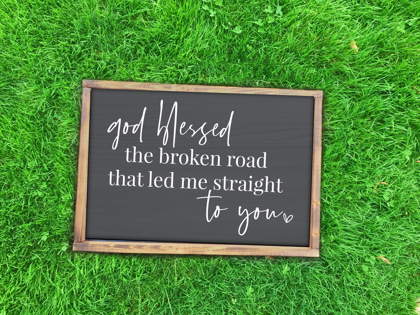 God Blessed the Broken Road Framed Wood Sign, Custom Song Lyrics Home Decor, Farmhouse Style Sign, Custom Wall Art Hanging