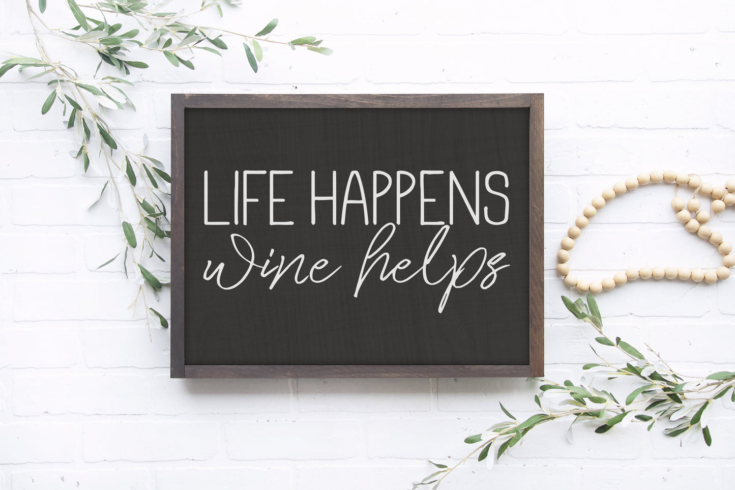 Life Happens Wine Helps Wooden Sign - Wine Decor - Signs For Kitchen - Wine Lover Gift - Small Signs For Home
