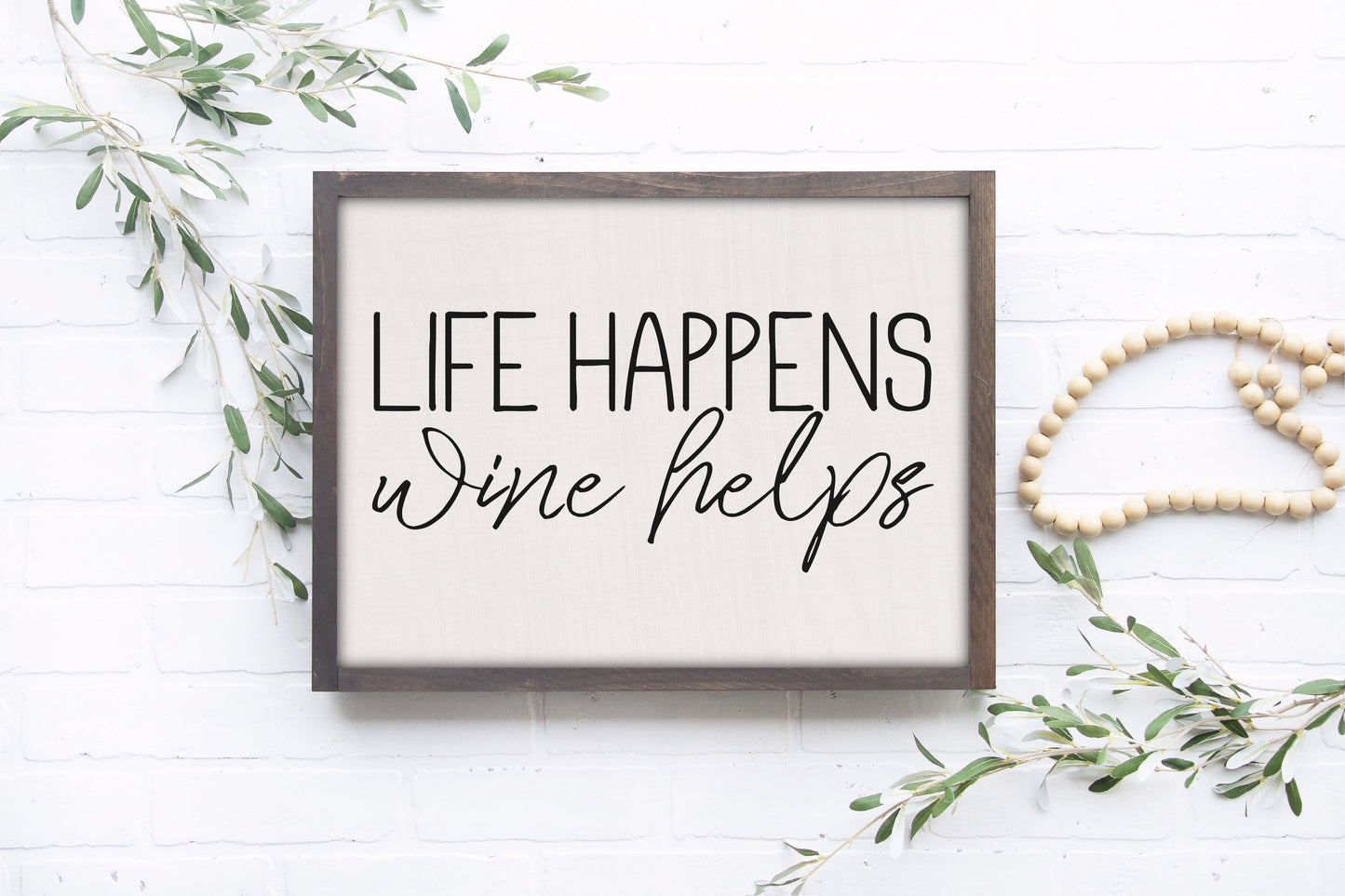 Life Happens Wine Helps Wooden Sign - Wine Decor - Signs For Kitchen - Wine Lover Gift - Small Signs For Home
