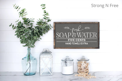 Wooden Sign Fresh Soap & Water Farmhouse Sign Bathroom Sign, Bathroom Decor, Rustic Bathroom Sign, Farmhouse Bathroom, Bathroom wall decor