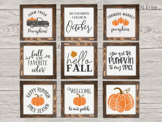 Fall Mini Sign Collection 6"x6" Farmhouse Style Tiered Tray Sign. Tiered Tray Decor, Coffee Bar Sign, Thanksgiving Decor, Framed Mini Sign