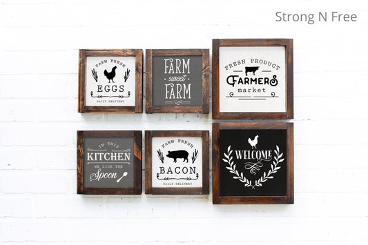 Fall Mini Sign Collection 6"x6" Farmhouse Style Tiered Tray Sign. Tiered Tray Decor, Coffee Bar Sign, Thanksgiving Decor, Framed Mini Sign