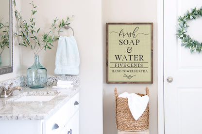 Farmhouse Bathroom Decor, Fresh Soap and Water, Bathroom Sign, Farmhouse Home Decor, Wall Hanging, Farmhouse Wall Decor, Wood Sign