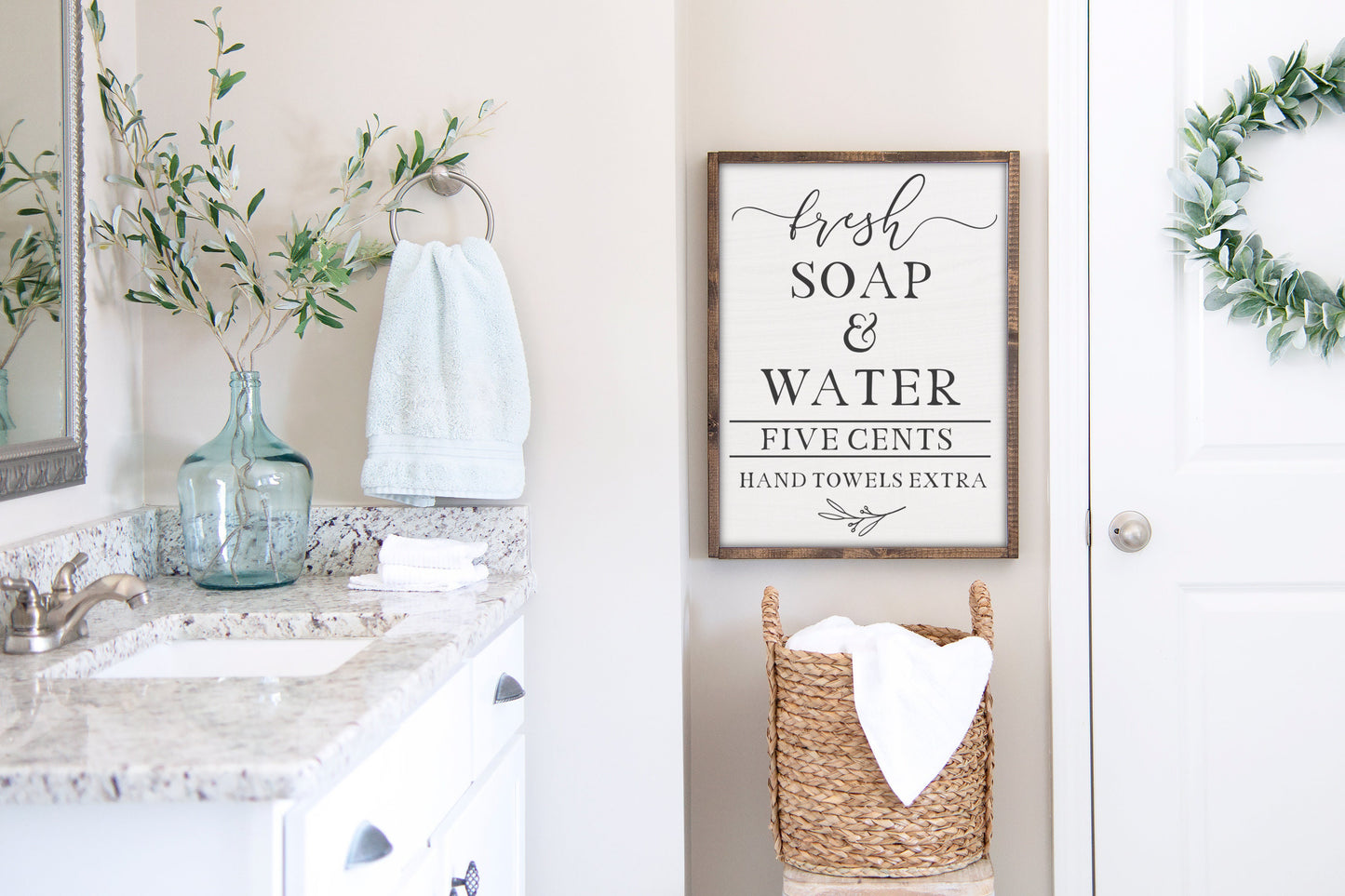 Farmhouse Bathroom Decor, Fresh Soap and Water, Bathroom Sign, Farmhouse Home Decor, Wall Hanging, Farmhouse Wall Decor, Wood Sign