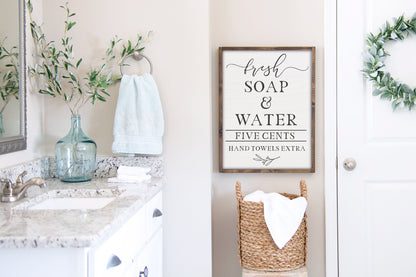 Farmhouse Bathroom Decor, Fresh Soap and Water, Bathroom Sign, Farmhouse Home Decor, Wall Hanging, Farmhouse Wall Decor, Wood Sign