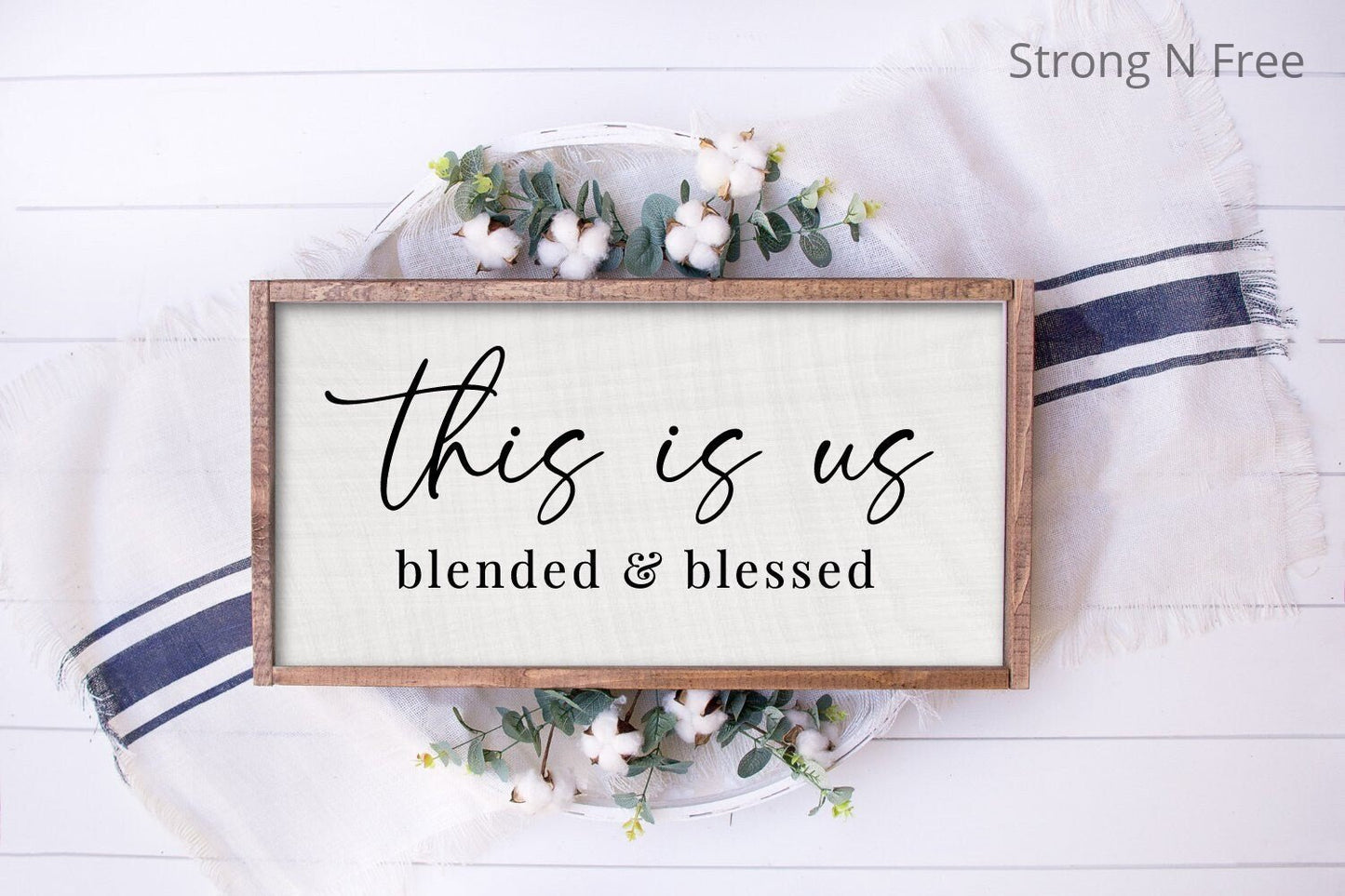 Wooden Sign - This is us blended and blessed, rustic farmhouse sign , country wood signs, home decor, gift for her