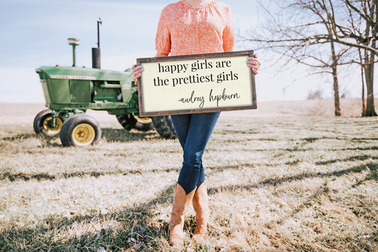 Happy girls are the prettiest wooden sign / mini sign / bedroom sign / birthday gift / nursery sign / modern farmhouse sign