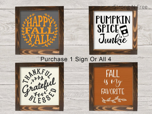 Fall Mini Sign Collection 6"x6" Farmhouse Style Tiered Tray Sign. Tiered Tray Decor, Coffee Bar Sign, Thanksgiving Decor, Framed Mini Sign