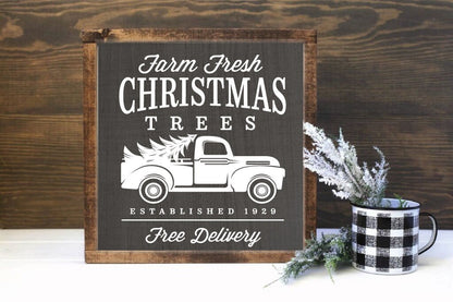 Farm Fresh Christmas Trees Sign, Christmas Tree Farm Sign, Christmas Decor, Christmas Farmhouse Sign, Christmas Wall Decor, Rustic Christmas